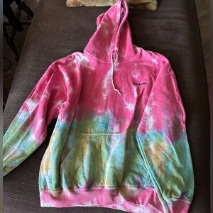 iets frans Tie-Dye Pink, Teal & Yellow Hoodie